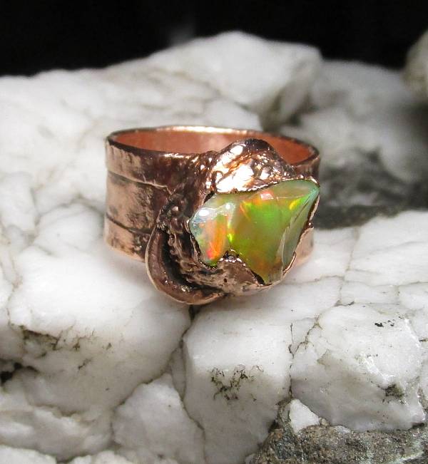 *Prsten OPÁL - "Plamínky"